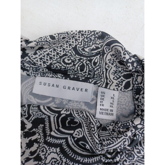 Susan Graver Womens Top Black Tiered Loose Flowy Layered Lagenlook Paisley L - Picture 9 of 10